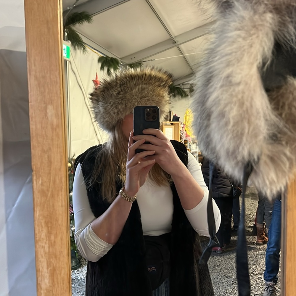 Handmade real wolf fur headband